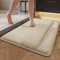 Luxury Plush Memory Foam Bath Mat with Foot Drying Panel - Super Absorbent & Non-Slip Bathroom Rug(Coral beige)