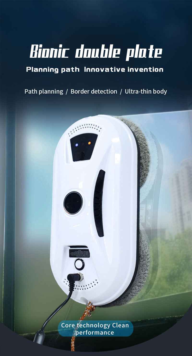 Smart Robot Window Cleaner - Automatic Glass Cleaning Washer with Remote Control - 2800Pa Suction & UPS Safety System - Includes 10 Microfibre Pads