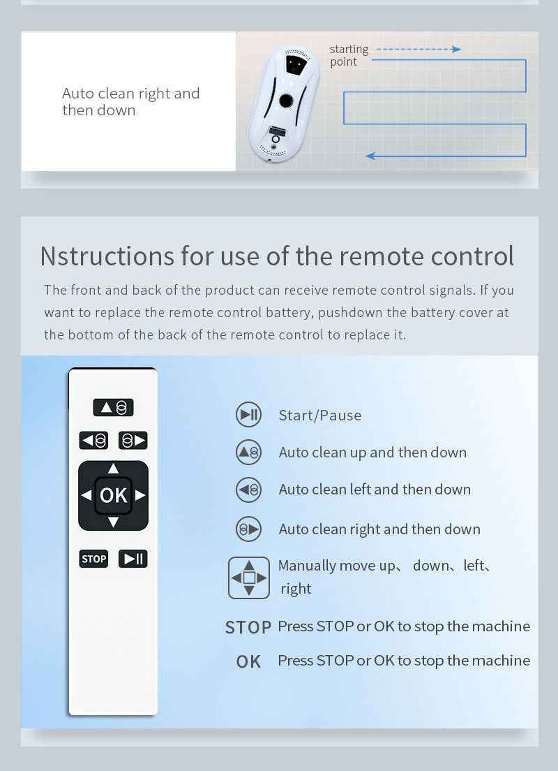 Smart Robot Window Cleaner - Automatic Glass Cleaning Washer with Remote Control - 2800Pa Suction & UPS Safety System - Includes 10 Microfibre Pads