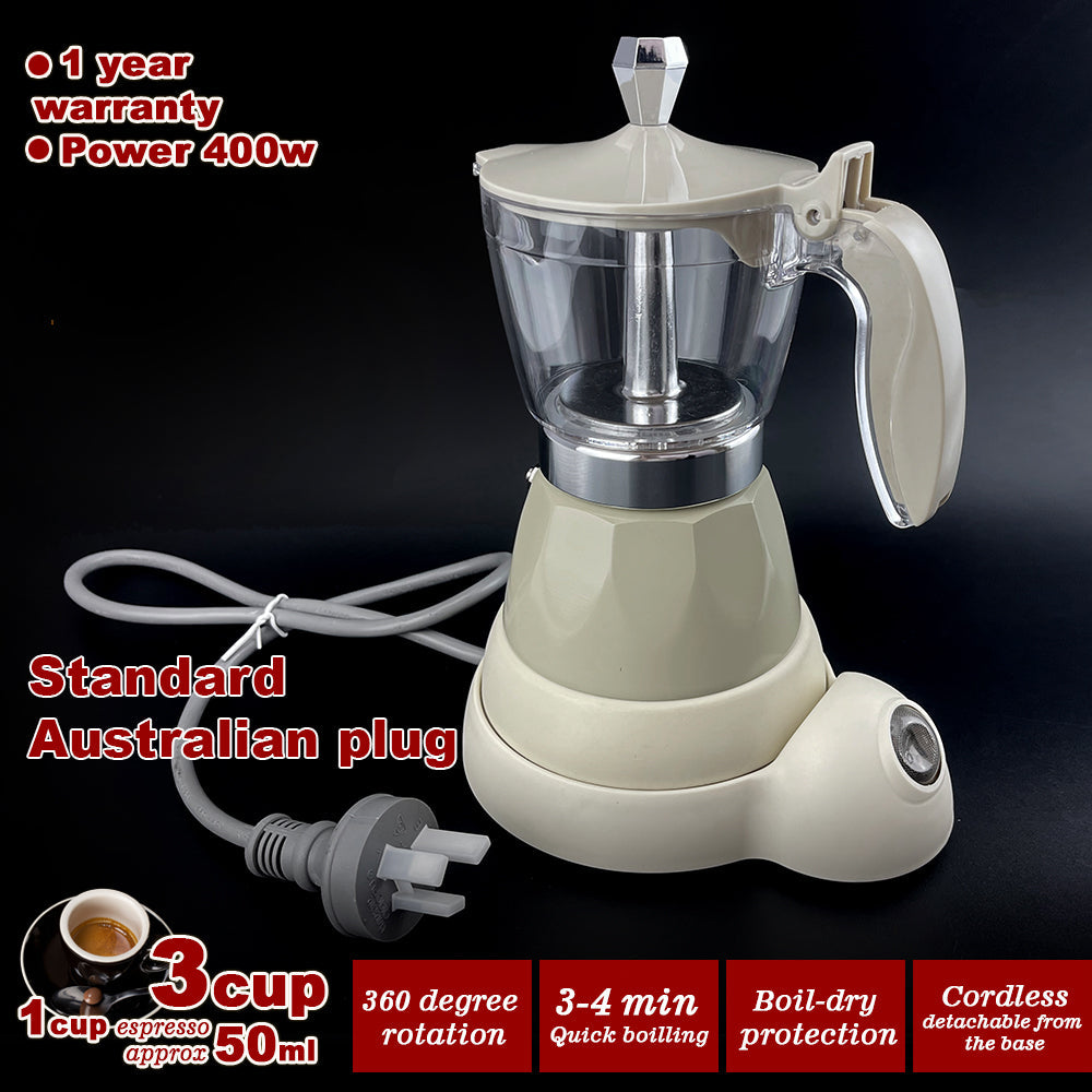 Latest Styles Electric Aluminum Espresso Moka Coffee Maker 3cups Italian Classic - Cream