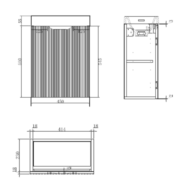 450*250*550mm Vienna Matt White Wall Hung Mini Vanity