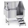 127 cm Dog Grooming Bath Tub Stainless Steel w Stairs Water Filter