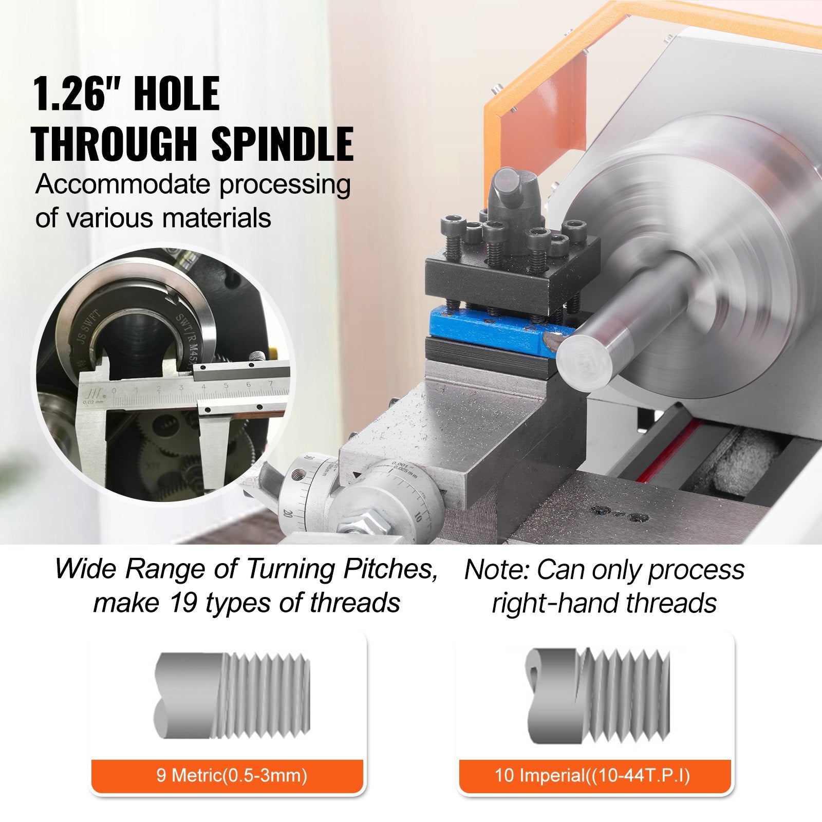 VEVOR Mini Metal Lathe Machine, 180 x 400 mm, 800W Precision Benchtop Power Metal Lathe, 150-2500 RPM Continuously Variable Speed, with 3-jaw Metal Chuck Tool Box for Processing Precision Parts