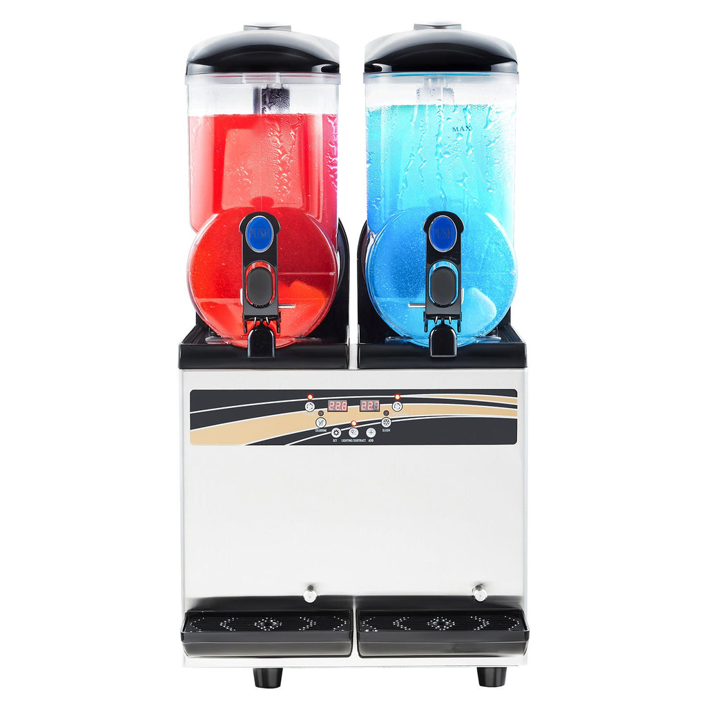 Commercial Frozen Drink Maker, 15Lx2 Double Tank Slushy Machine, 120 Cups Stainless Steel Margarita Smoothie Frozen Drink Machine, Slushie Maker for Home Party Restaurants Cafe Bars