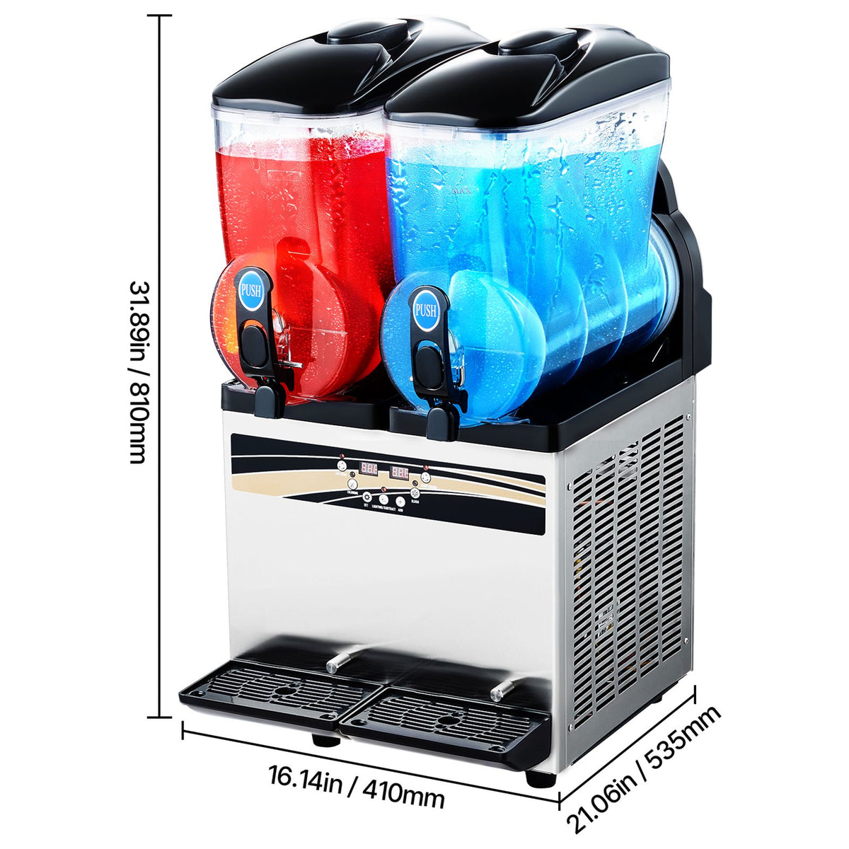 Commercial Frozen Drink Maker, 15Lx2 Double Tank Slushy Machine, 120 Cups Stainless Steel Margarita Smoothie Frozen Drink Machine, Slushie Maker for Home Party Restaurants Cafe Bars