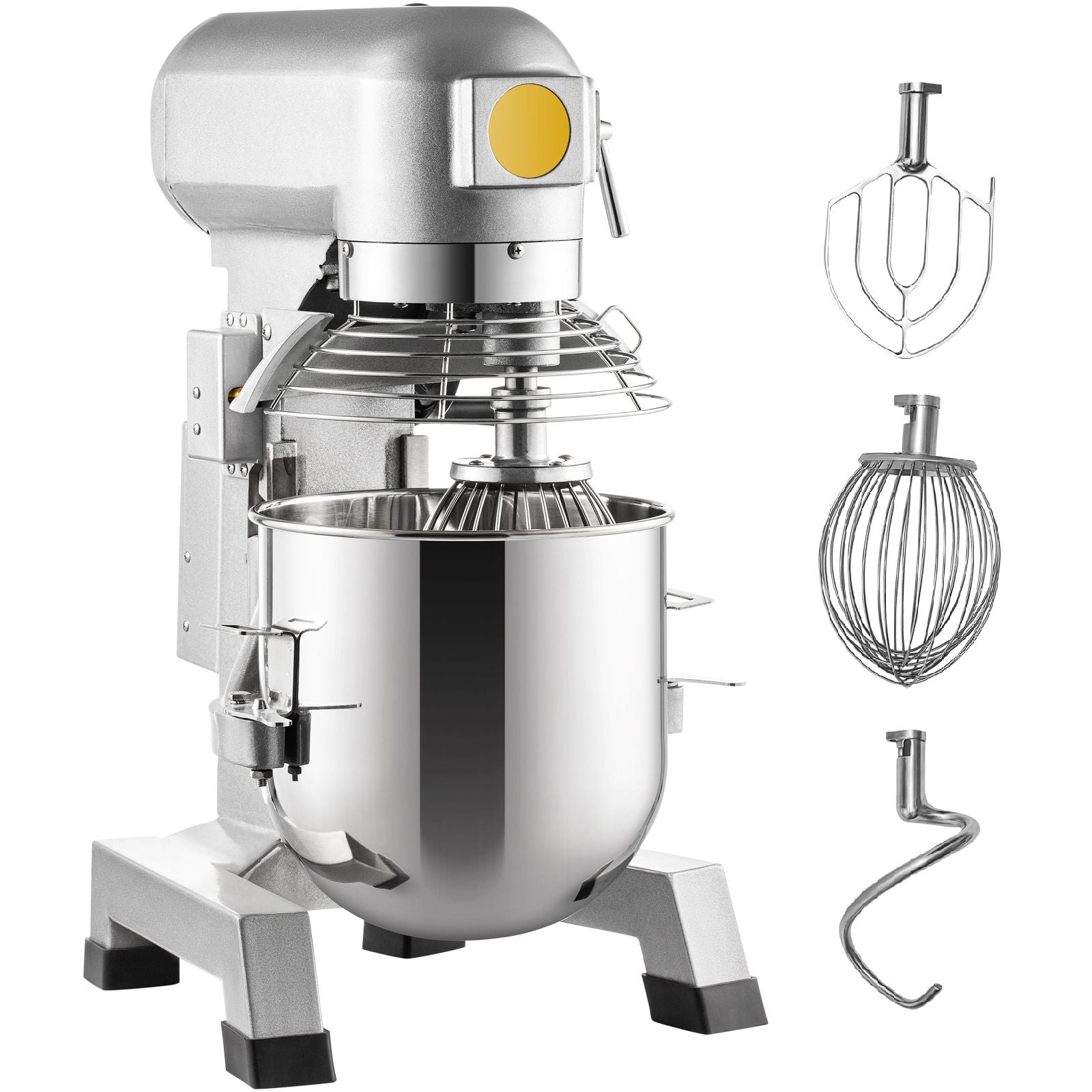 VEVOR Commercial Food Mixer 30Qt, Food Mixer Commercial with Timing Function, 1100W Stainless Steel Bowl Heavy Duty Electric Commercial Mixer with 3 Speeds Adjustable 108/199/382 RPM, Dough Hook Whisk