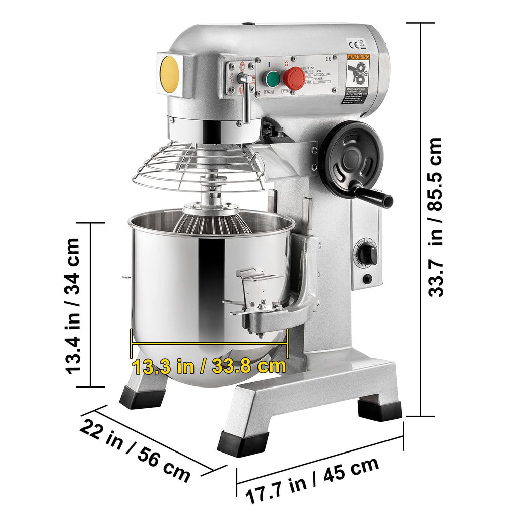 VEVOR Commercial Food Mixer 30Qt, Food Mixer Commercial with Timing Function, 1100W Stainless Steel Bowl Heavy Duty Electric Commercial Mixer with 3 Speeds Adjustable 108/199/382 RPM, Dough Hook Whisk