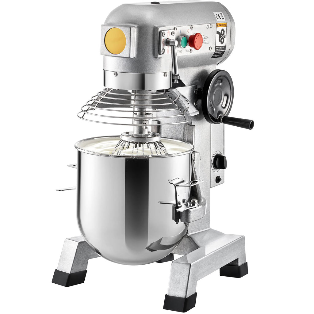 VEVOR Commercial Food Mixer 30Qt, Food Mixer Commercial with Timing Function, 1100W Stainless Steel Bowl Heavy Duty Electric Commercial Mixer with 3 Speeds Adjustable 108/199/382 RPM, Dough Hook Whisk