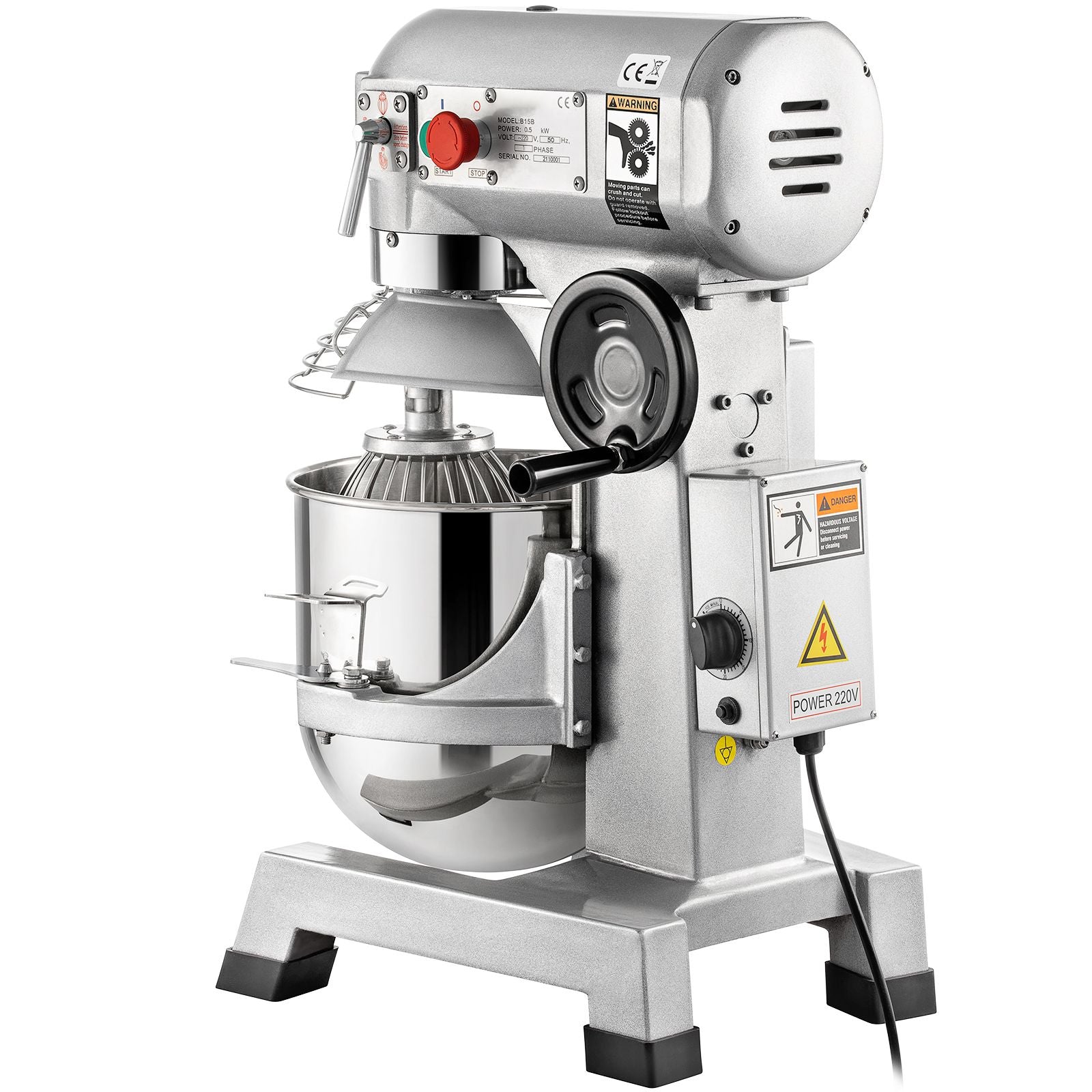 VEVOR Commercial Food Mixer 30Qt, Food Mixer Commercial with Timing Function, 1100W Stainless Steel Bowl Heavy Duty Electric Commercial Mixer with 3 Speeds Adjustable 108/199/382 RPM, Dough Hook Whisk