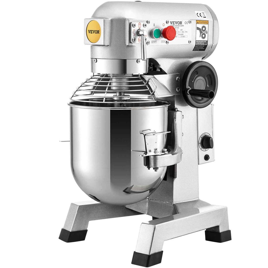 VEVOR Commercial Food Mixer 30Qt, Food Mixer Commercial with Timing Function, 1100W Stainless Steel Bowl Heavy Duty Electric Commercial Mixer with 3 Speeds Adjustable 108/199/382 RPM, Dough Hook Whisk