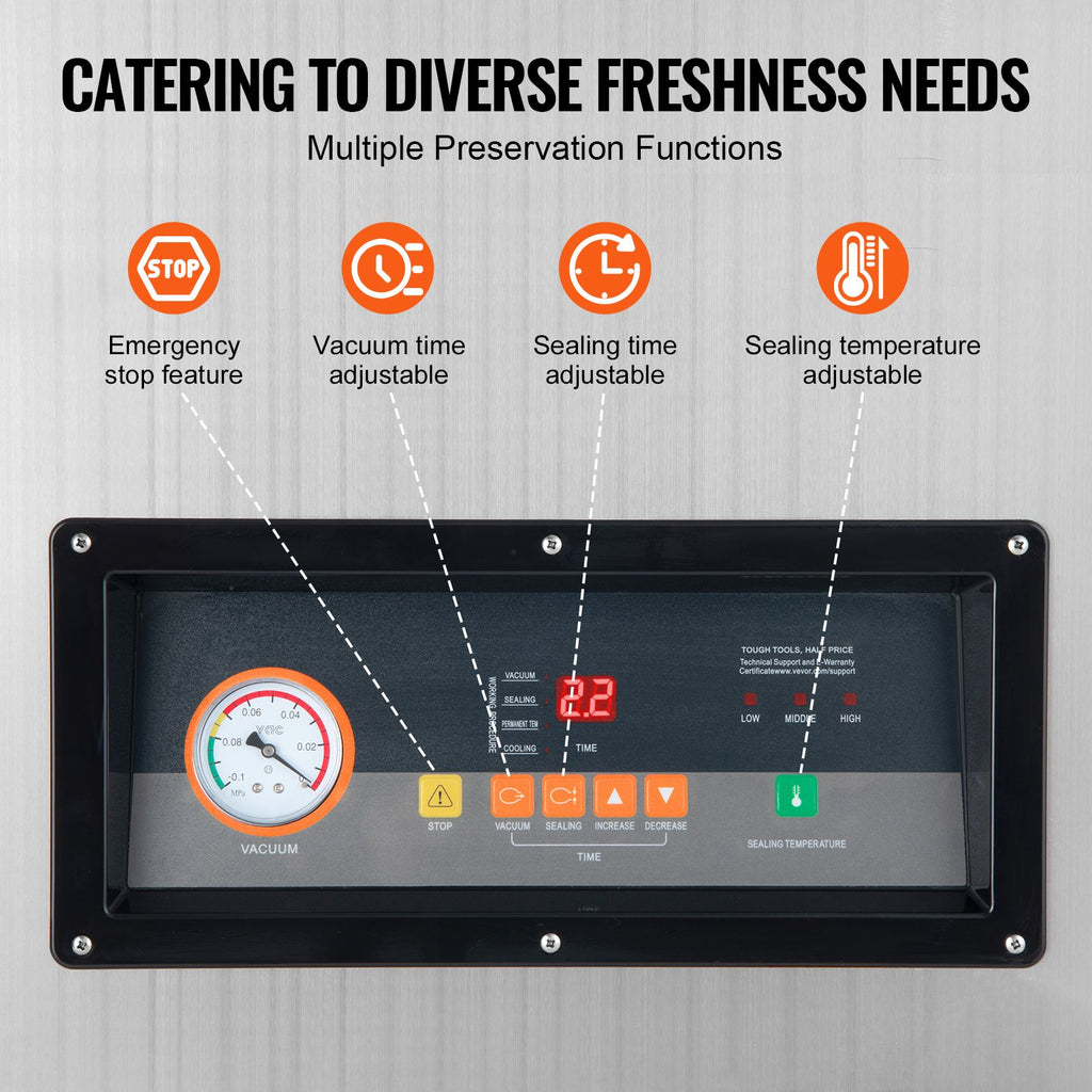 Vevor DZ-400/2E Automatic Extra Deep Vacuum Sealer Food Vacuum Sealing Packing Machine 220V