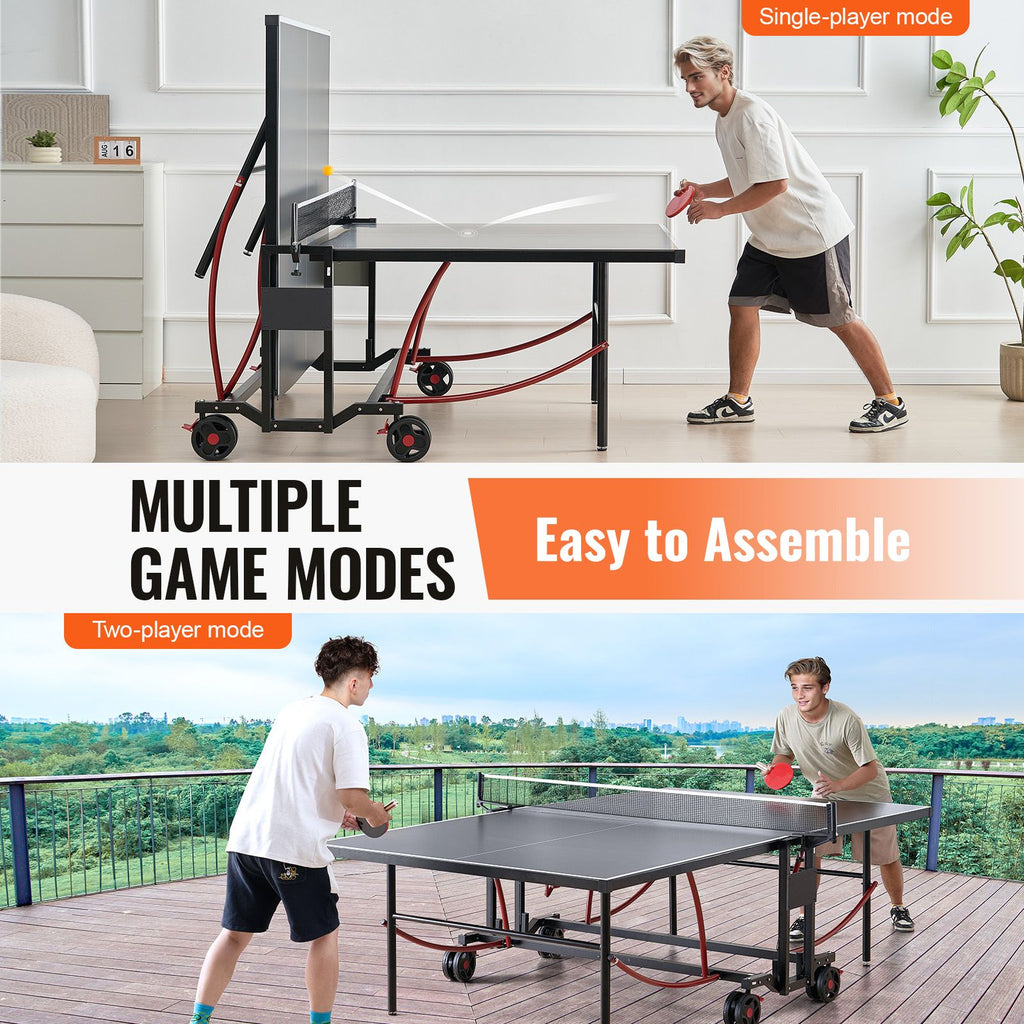 Ping Pong Table Foldable Table Tennis Game Table Indoor Outdoor with Net