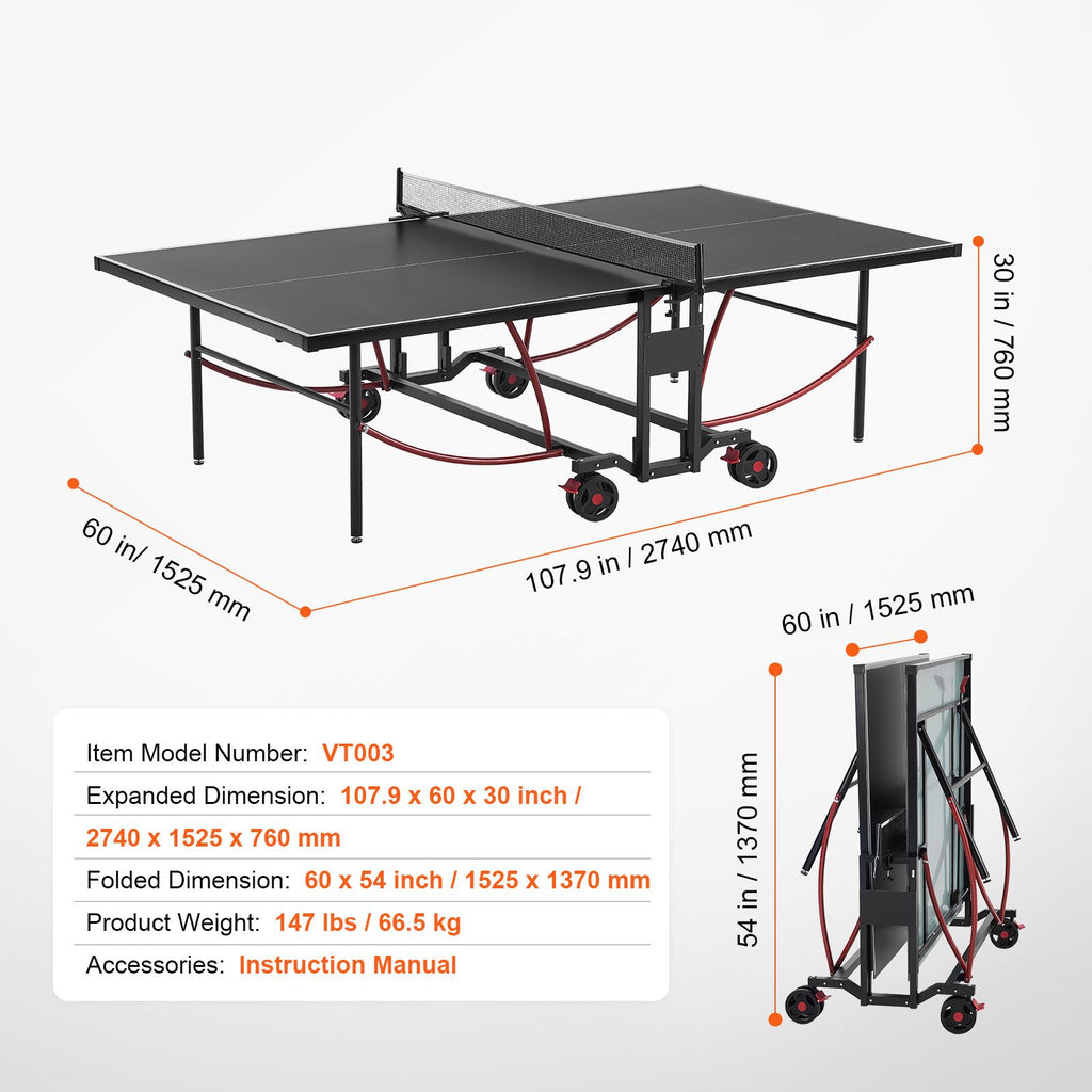 Ping Pong Table Foldable Table Tennis Game Table Indoor Outdoor with Net