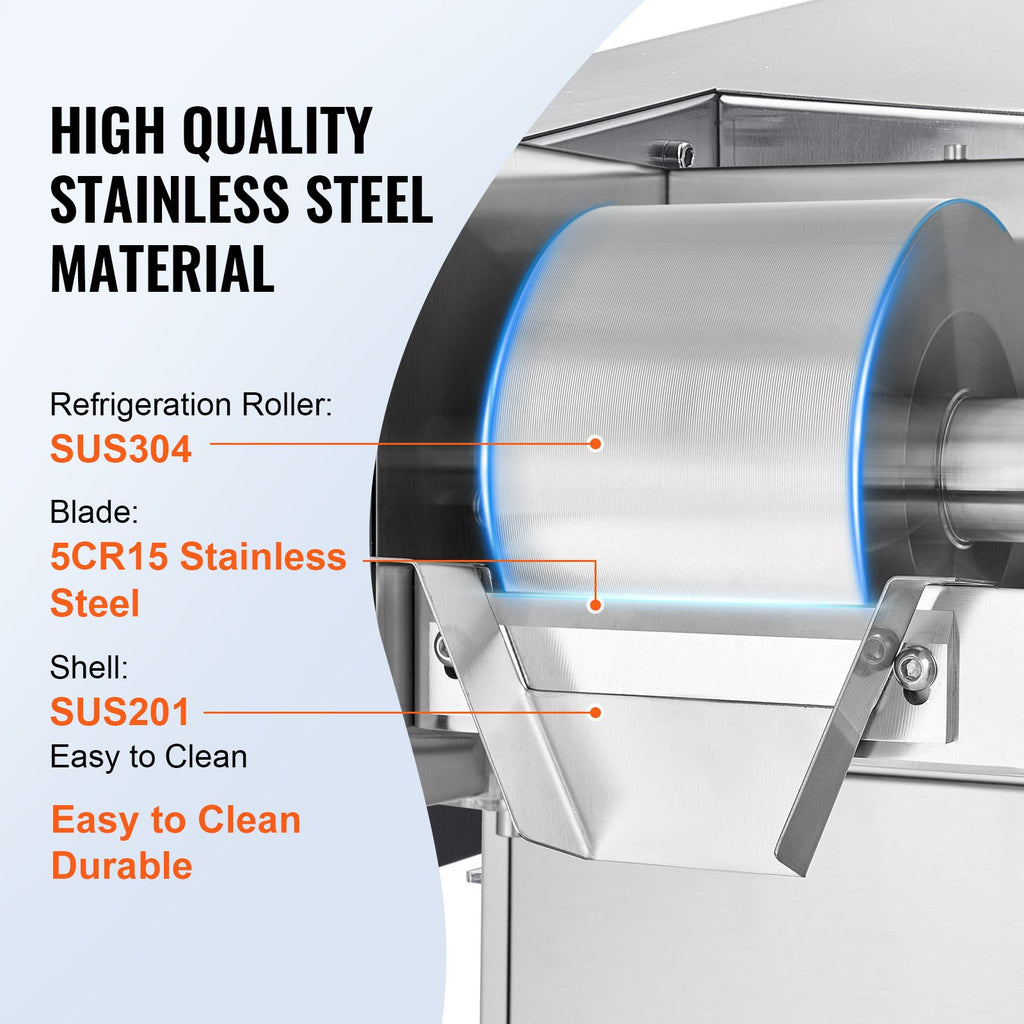 VEVOR Commercial Snowflake Ice Machine, 276LBS/24H Snowflake Ice Maker, Stainless Steel Ice Shaver Machine, Electric Snow Cone Maker, Air Cooling System for Rapid Heat Dissipation, for Bakery, Cafe