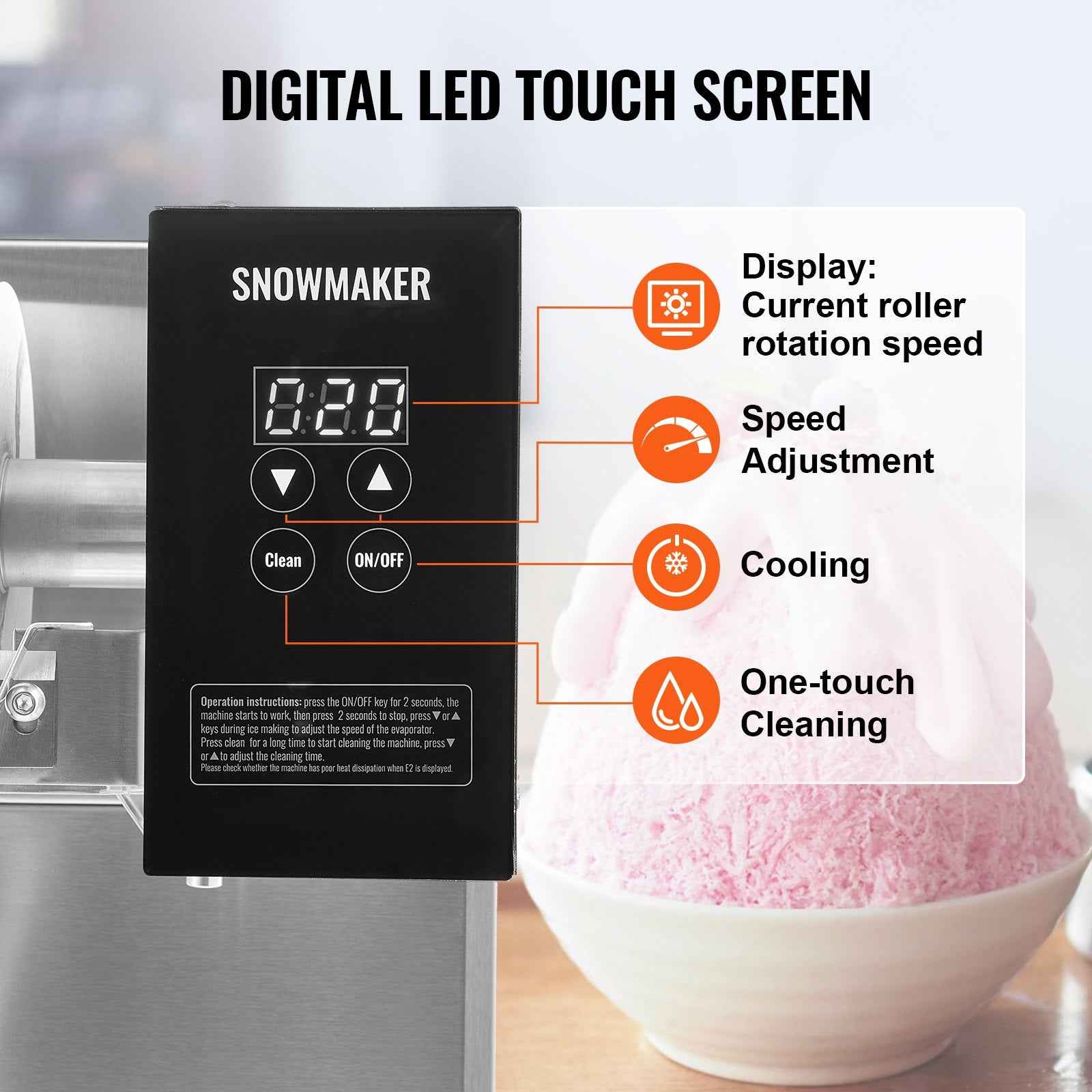 VEVOR Commercial Snowflake Ice Machine, 276LBS/24H Snowflake Ice Maker, Stainless Steel Ice Shaver Machine, Electric Snow Cone Maker, Air Cooling System for Rapid Heat Dissipation, for Bakery, Cafe