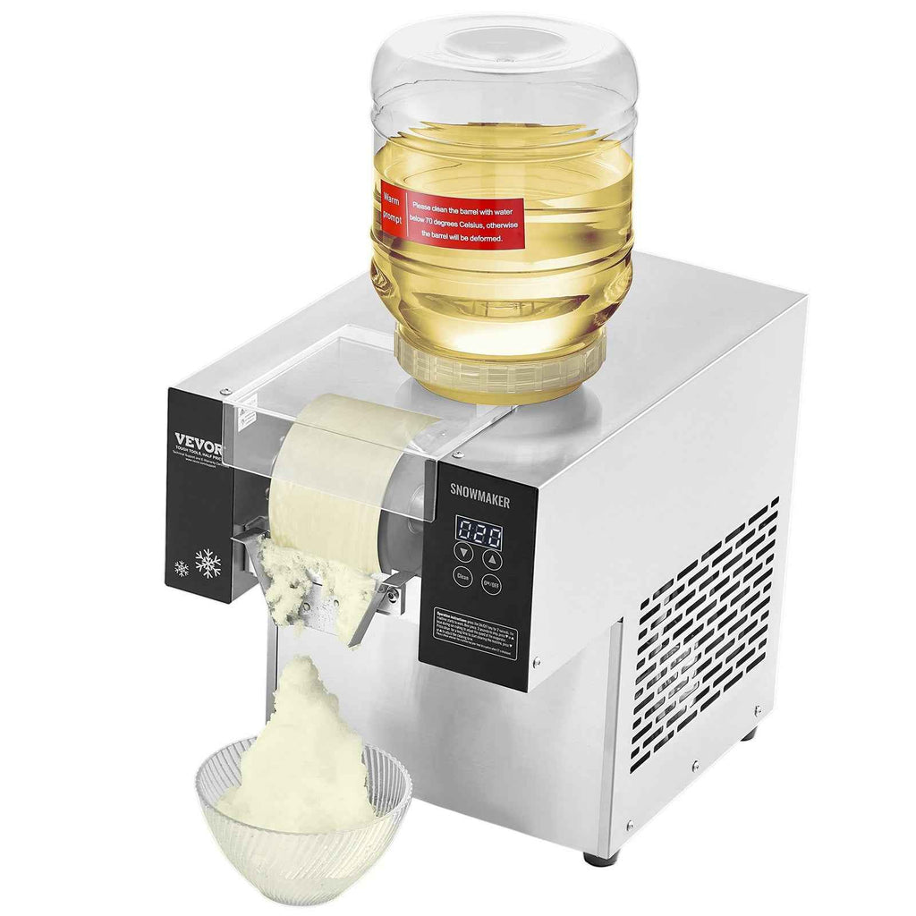 VEVOR Commercial Snowflake Ice Machine, 276LBS/24H Snowflake Ice Maker, Stainless Steel Ice Shaver Machine, Electric Snow Cone Maker, Air Cooling System for Rapid Heat Dissipation, for Bakery, Cafe