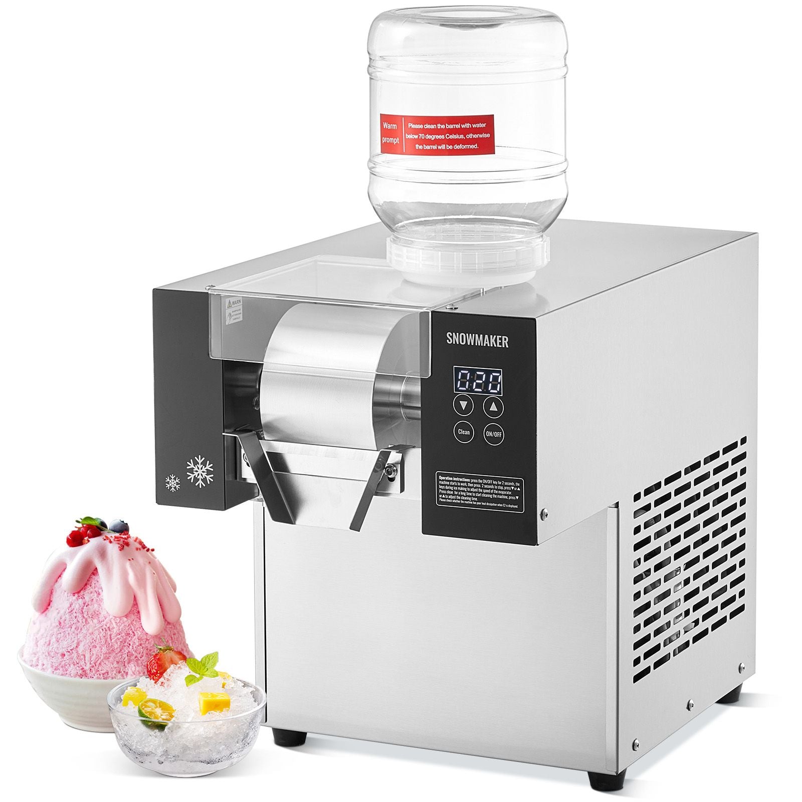 VEVOR Commercial Snowflake Ice Machine, 375LBS/24H Snowflake Ice Maker, Stainless Steel Ice Shaver Machine, Electric Snow Cone Maker, Air Cooling System for Rapid Heat Dissipation, for Bakery, Cafe
