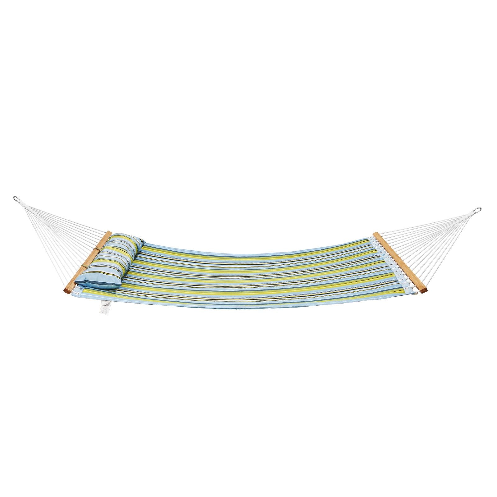 Double Quilted Fabric Hammock, 12 FT Double Hammock with Hardwood Spreader Bars, 2 Person Quilted Hammock with Detachable Pillow and Chains for Camping Outdoor Patio Yard Beach, 480 lbs Capacity