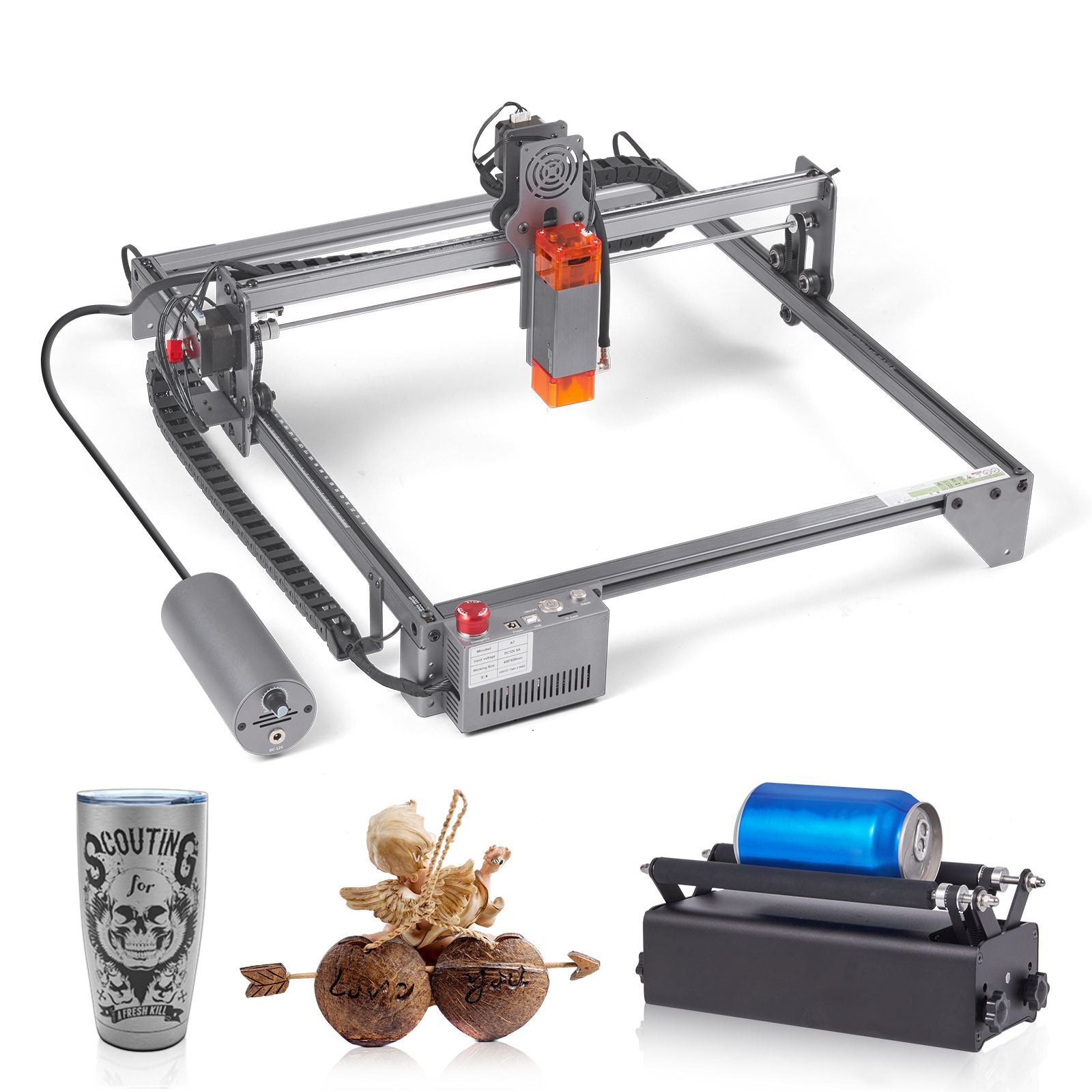 Laser Engraver, 10W Output Laser Engraving Machine, 15.7" x 15.7" Large Working Area, 10000mm/min Movement Speed, Compressed Spot with Rotary Roller, Laser Cutter for Wood, Metal, Acrylic