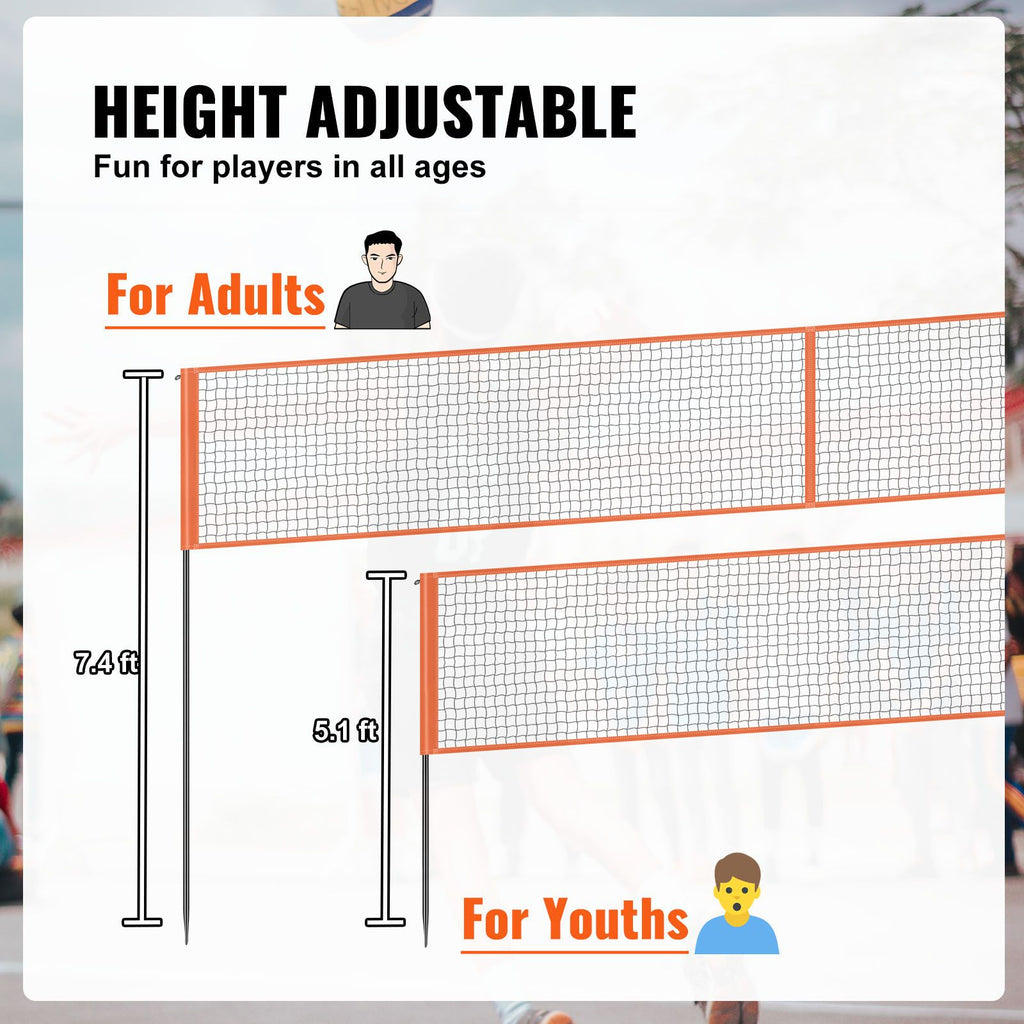4-Way Volleyball Net, Adjustable Height Badminton Net Set for Backyard Beach Lawn, Outdoor Portable Volleyball Net with Carrying Bag, 4 Square Quick Assemble Game Set For Kids And Adults