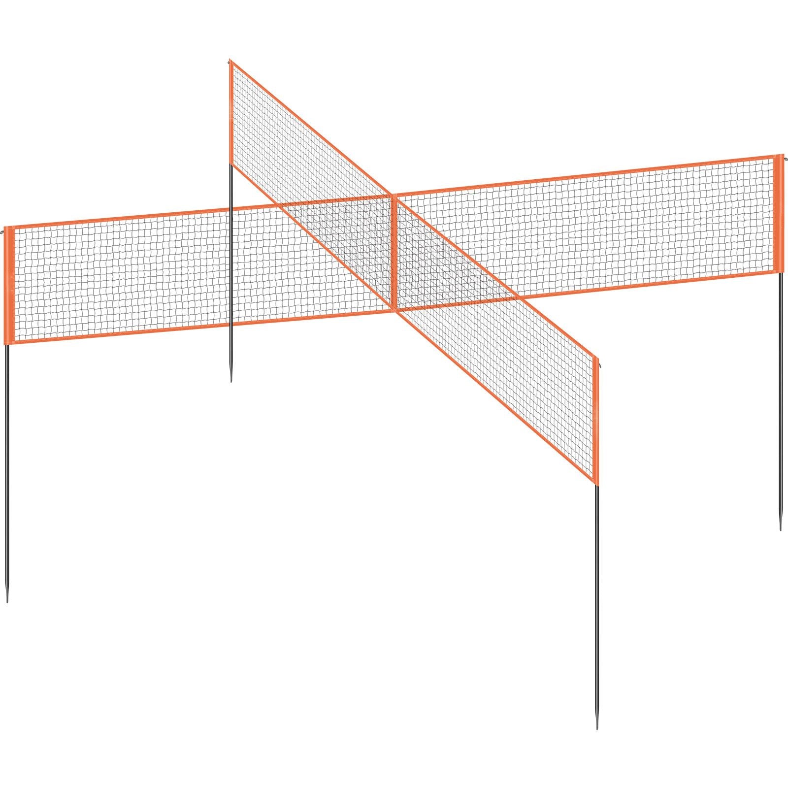 4-Way Volleyball Net, Adjustable Height Badminton Net Set for Backyard Beach Lawn, Outdoor Portable Volleyball Net with Carrying Bag, 4 Square Quick Assemble Game Set For Kids And Adults
