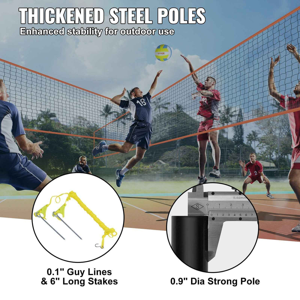 VEVOR 4-Way Volleyball Net, Adjustable Height Badminton Net Set for Backyard Beach Lawn, Outdoor Portable Volleyball Net with Carrying Bag, 4 Square Quick Assemble Game Set For Kids And Adults