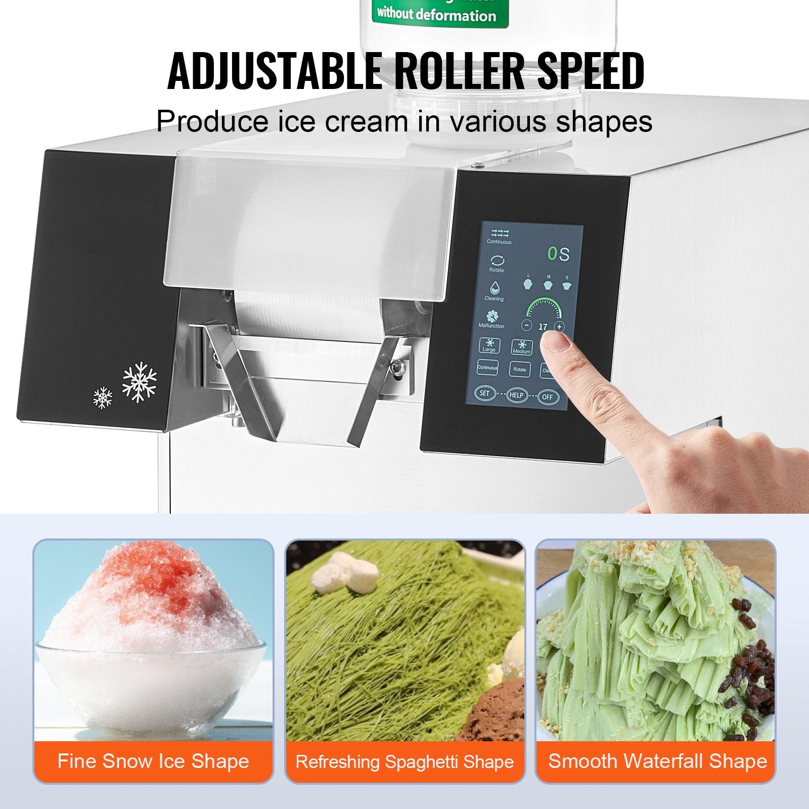 VEVOR Commercial Snowflake Ice Machine, 397LBS/24H Snowflake Ice Maker, Stainless Steel Ice Shaver Machine, Electric Snow Cone Maker, Liquid Cooling System for Rapid Heat Dissipation, Ice Cream