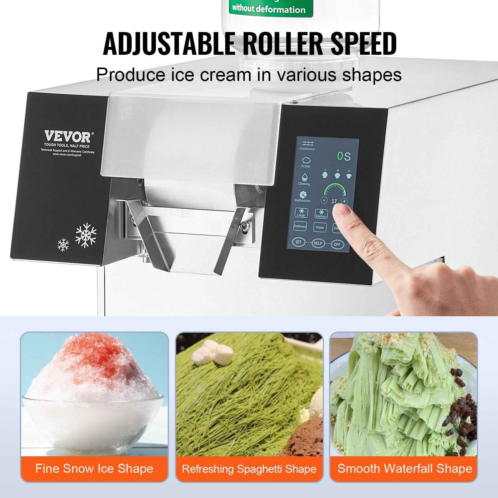 VEVOR Commercial Snowflake Ice Machine, 397LBS/24H Snowflake Ice Maker, Stainless Steel Ice Shaver Machine, Electric Snow Cone Maker, Liquid Cooling System for Rapid Heat Dissipation, Ice Cream