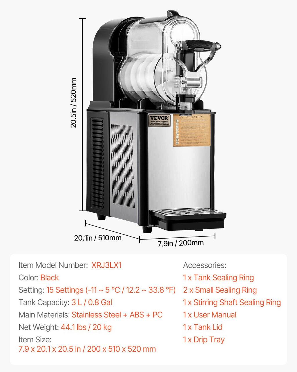 VEVOR 3L Commercial Slushy Machine Margarita Smoothie Frozen Drink Maker