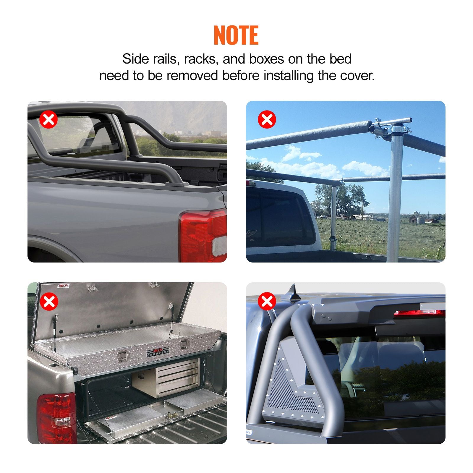 Tri-Fold Truck Bed Tonneau Cover, Compatible with 2015-2024 Ford F-150, 2004 mm Bed, Only Fit 2004 x 1656 mm Inside Bed, 181.4 kg Load Capacity with Built-in LED Light, Quick Folding, Black