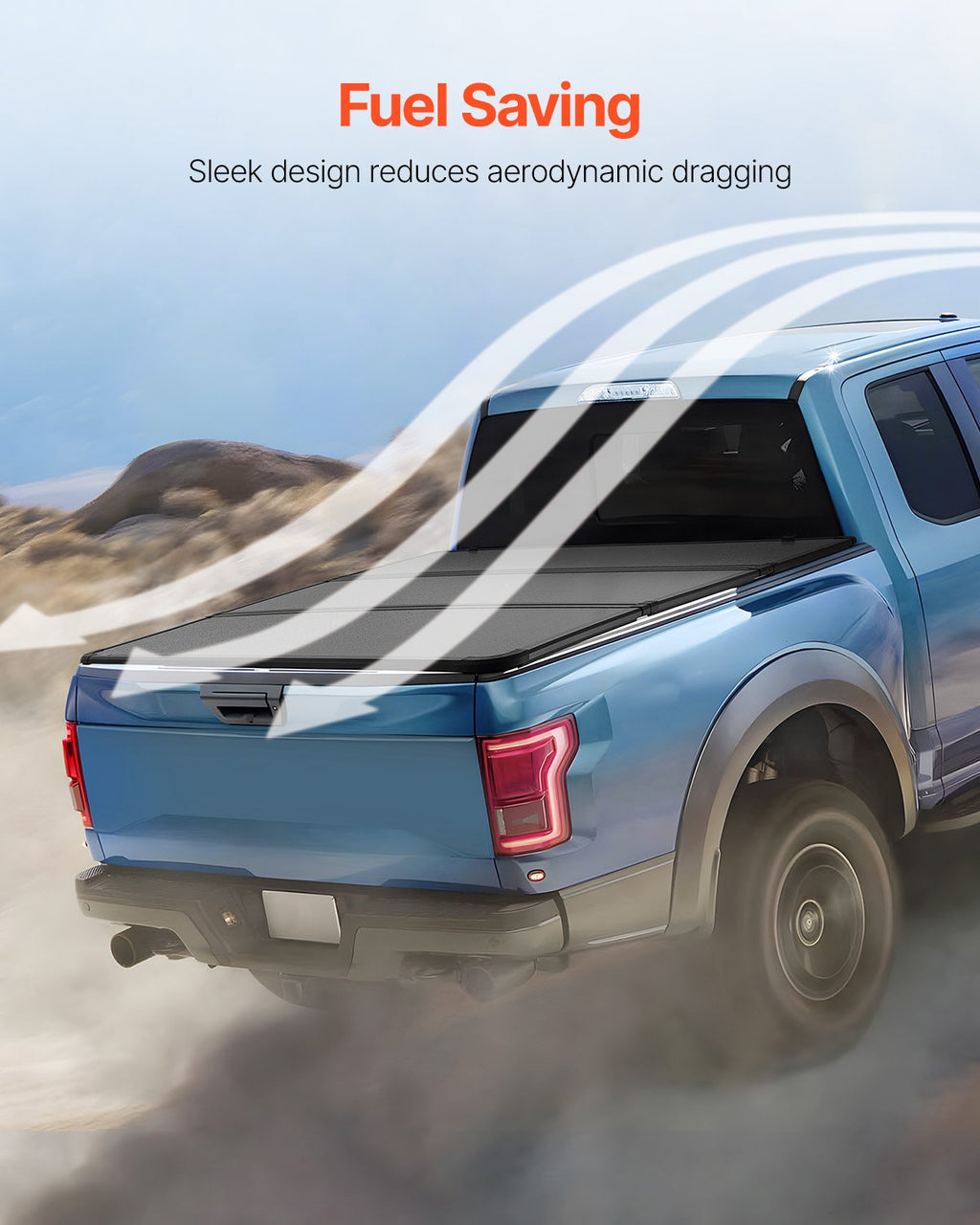 VEVOR Tri-Fold Truck Bed Tonneau Cover, Compatible with 2015-2024 Ford F-150, 2004 mm Bed, Only Fit 2004 x 1656 mm Inside Bed, 181.4 kg Load Capacity with Built-in LED Light, Quick Folding, Black