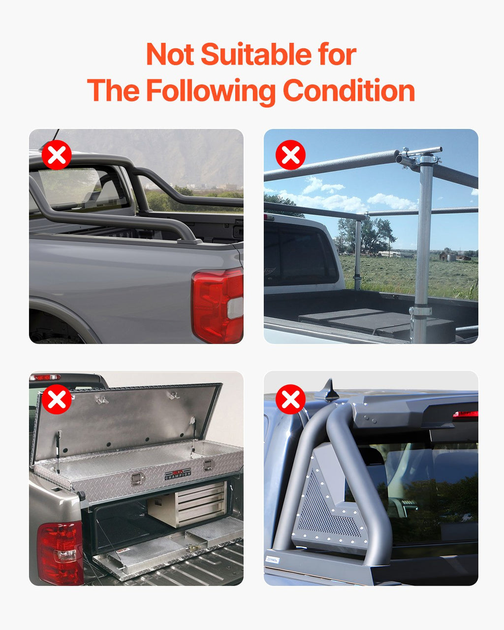 VEVOR Tri-Fold Truck Bed Tonneau Cover, Compatible with 2015-2024 Ford F-150, 2004 mm Bed, Only Fit 2004 x 1656 mm Inside Bed, 181.4 kg Load Capacity with Built-in LED Light, Quick Folding, Black