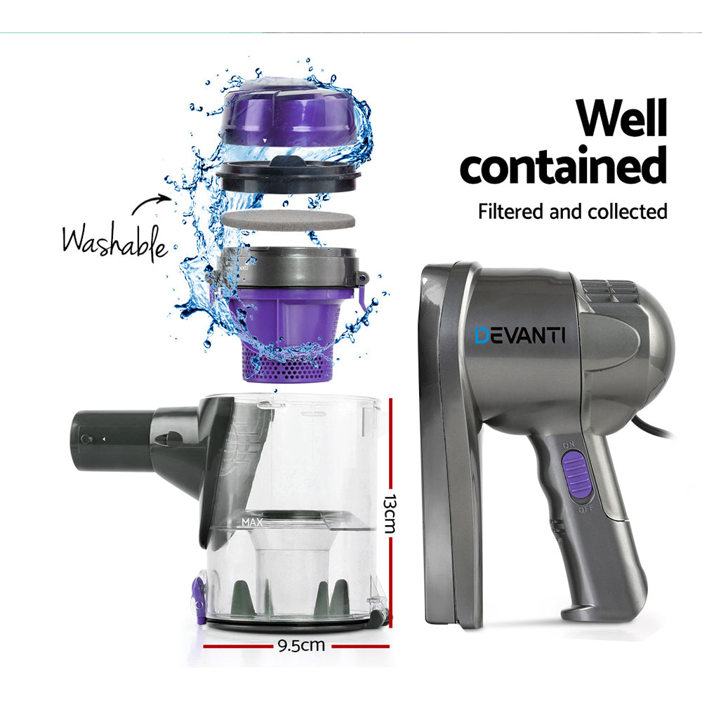 Aspiradora de mano con cable Devanti Stick de 450 W, color morado