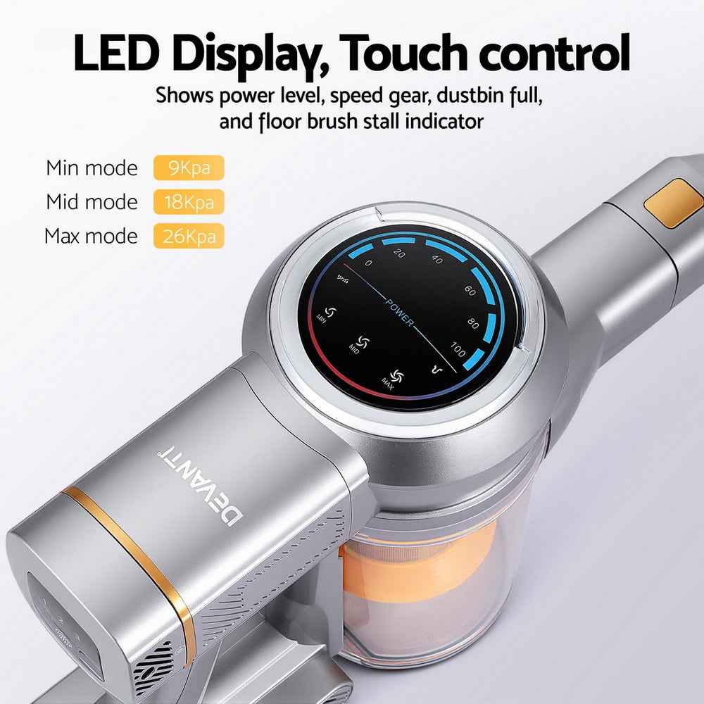 Devanti 300W Stick Vacuum Cleaner Cordless Self-Standing Golden