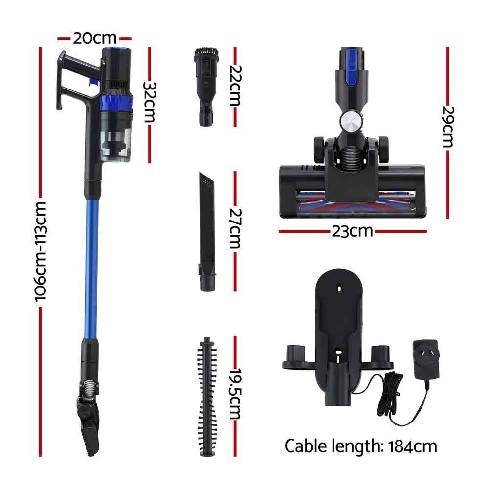 Devanti Stick Vacuum Cleaner Brushless Cordless 350W Blue
