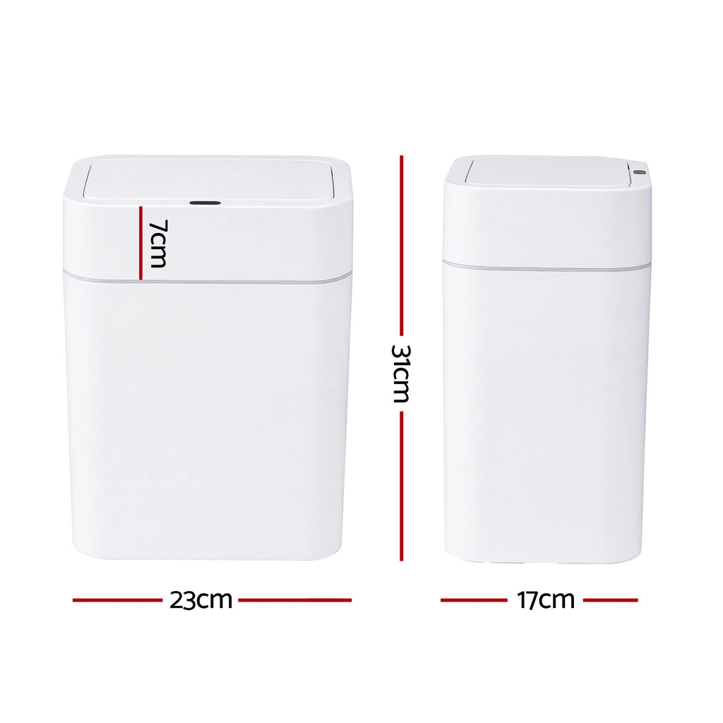 Artiss Rubbish Bin 12L 2-Pack Sensor Kitchen Automatic Motion Touchless White