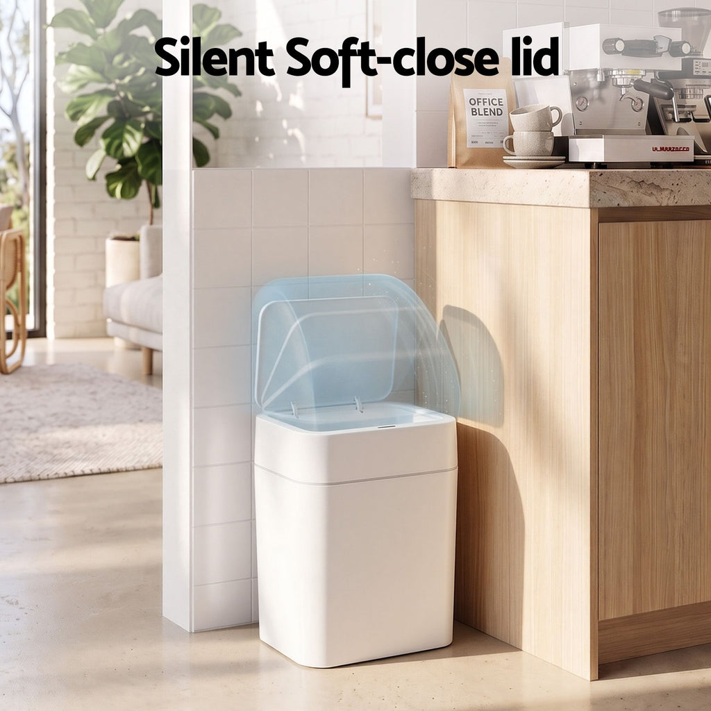Artiss Rubbish Bin 12L 2-Pack Sensor Kitchen Automatic Motion Touchless White