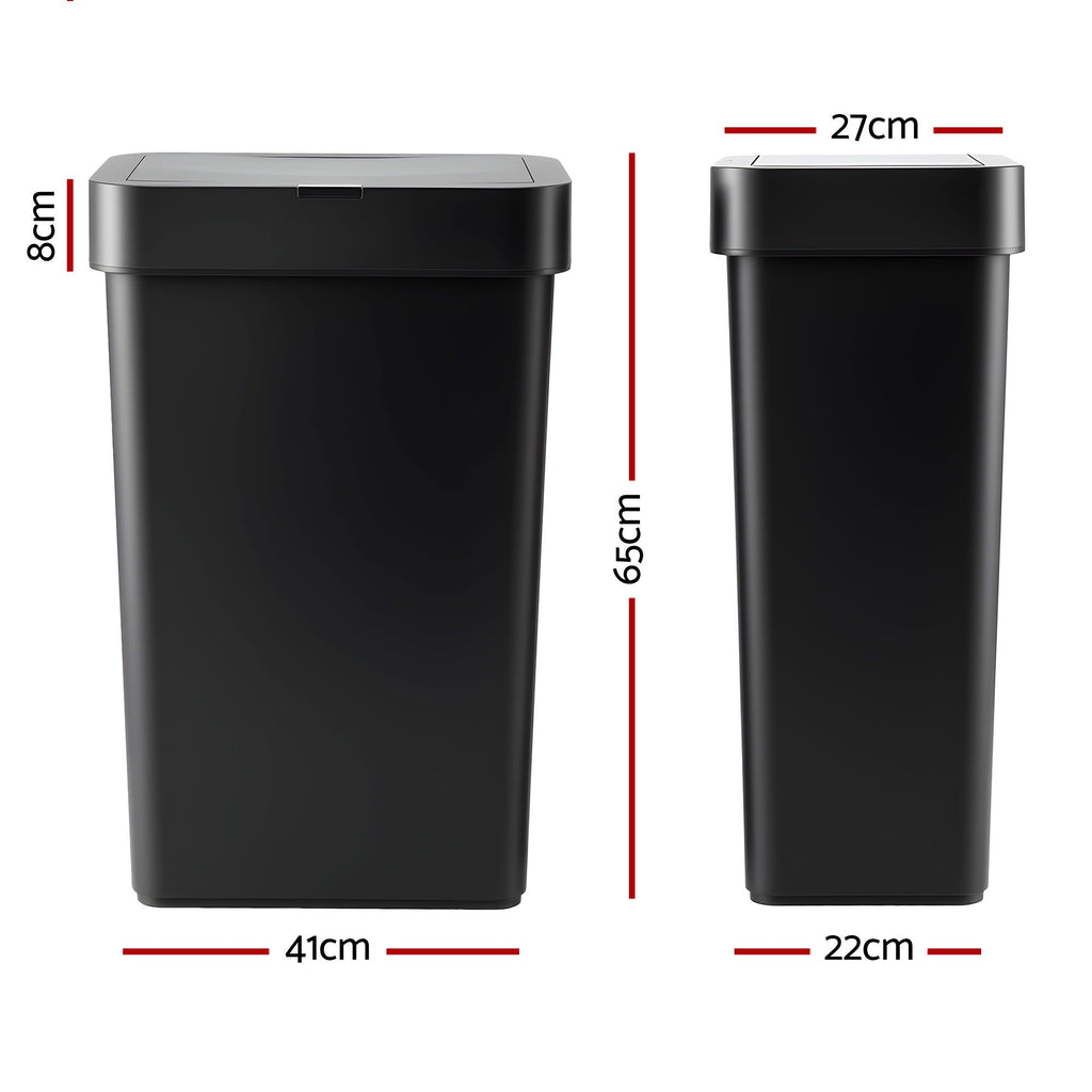 Artiss Rubbish Bin 50L Sensor Kitchen Automatic Motion Plastic Touchless Black