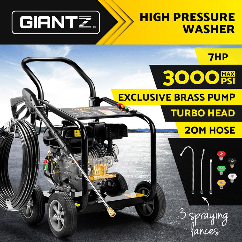 Giantz 4800PSI 汽油高压清洗机 10HP 20M 软管 Gurney