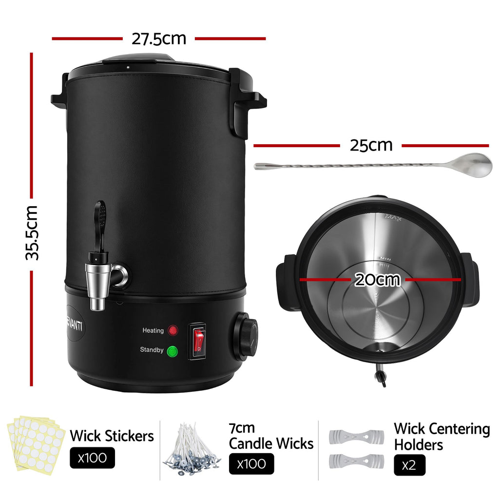 Devanti 6L Wax Melter Candle Making 1520W Melting Pot Furnace Quick Pour Spout Soy Soap