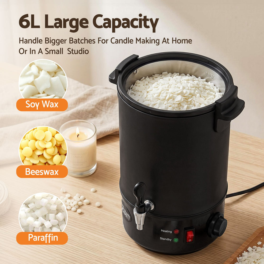 Devanti 6L Wax Melter Candle Making 1520W Melting Pot Furnace Quick Pour Spout Soy Soap