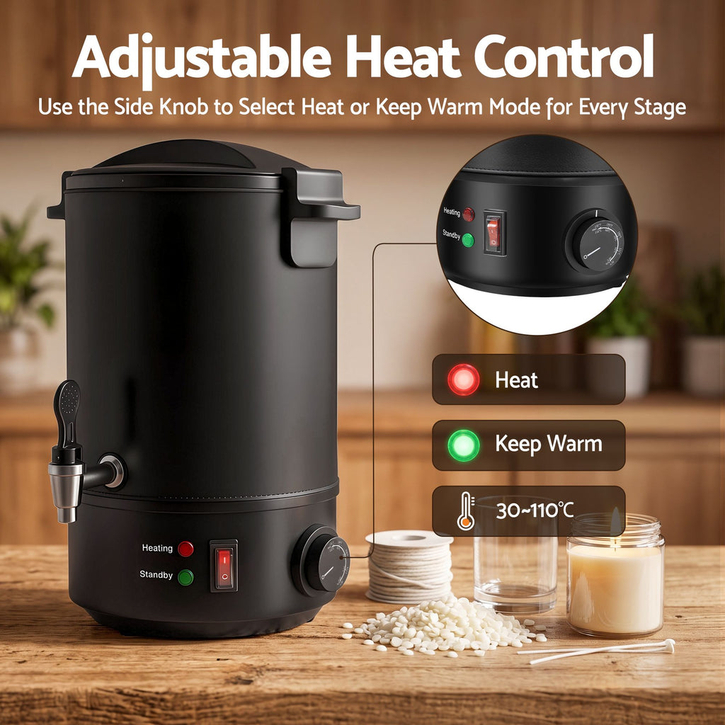 Devanti 6L Wax Melter Candle Making 1520W Melting Pot Furnace Quick Pour Spout Soy Soap