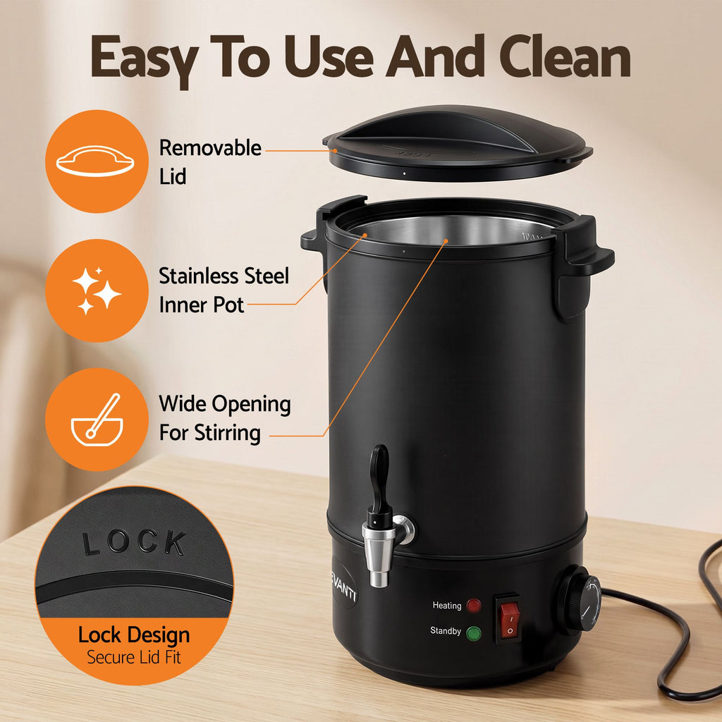 Devanti 6L Wax Melter Candle Making 1520W Melting Pot Furnace Quick Pour Spout Soy Soap