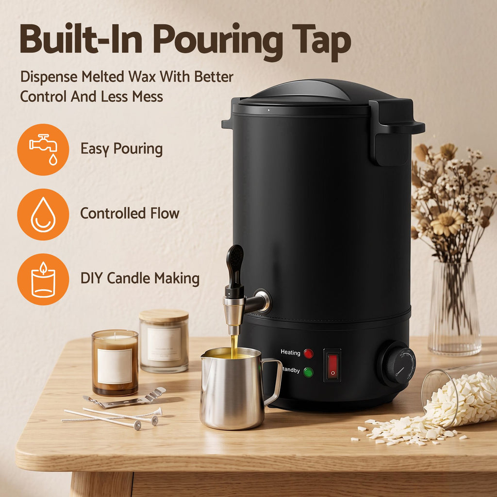 Devanti 6L Wax Melter Candle Making 1520W Melting Pot Furnace Quick Pour Spout Soy Soap