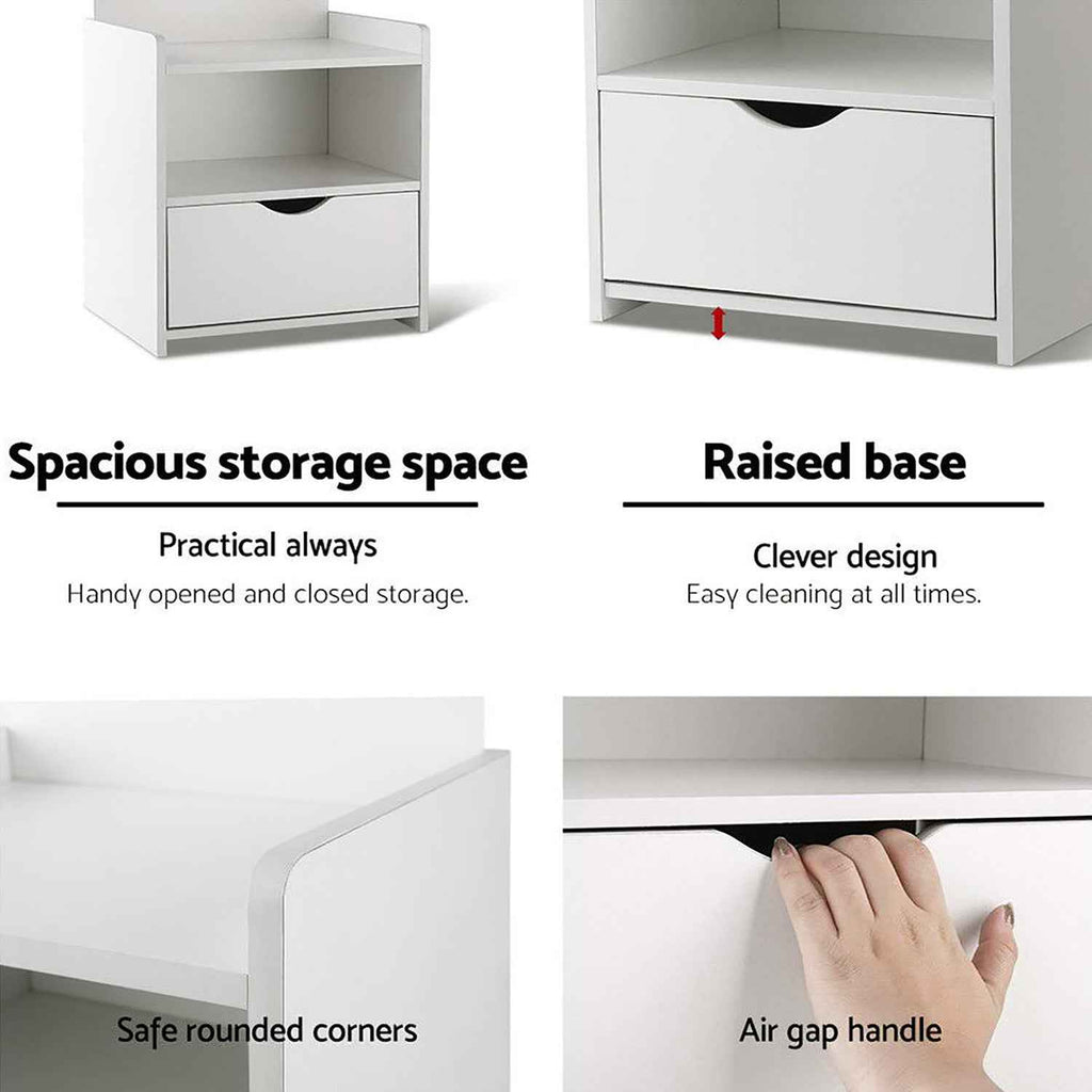 Artiss King Single Bed Frame and Bedside Table White