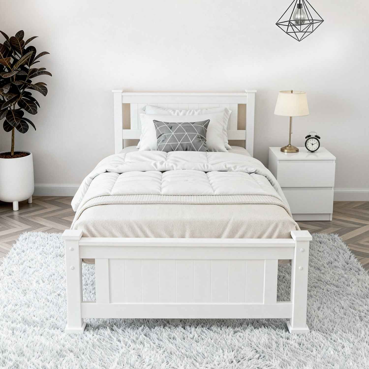 Artiss King Single Bed Frame and Bedside Table