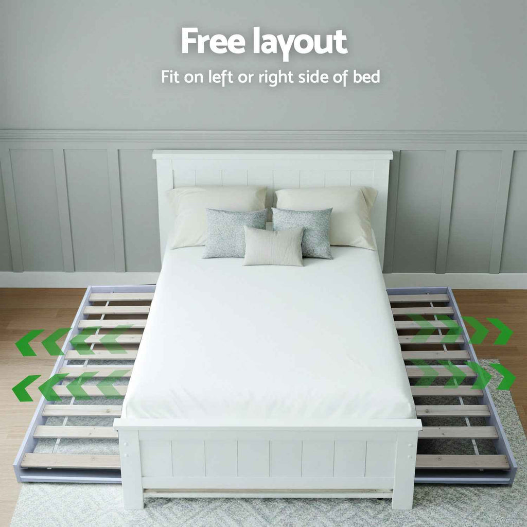 Artiss King Single Bed Frame and Bedside Table White