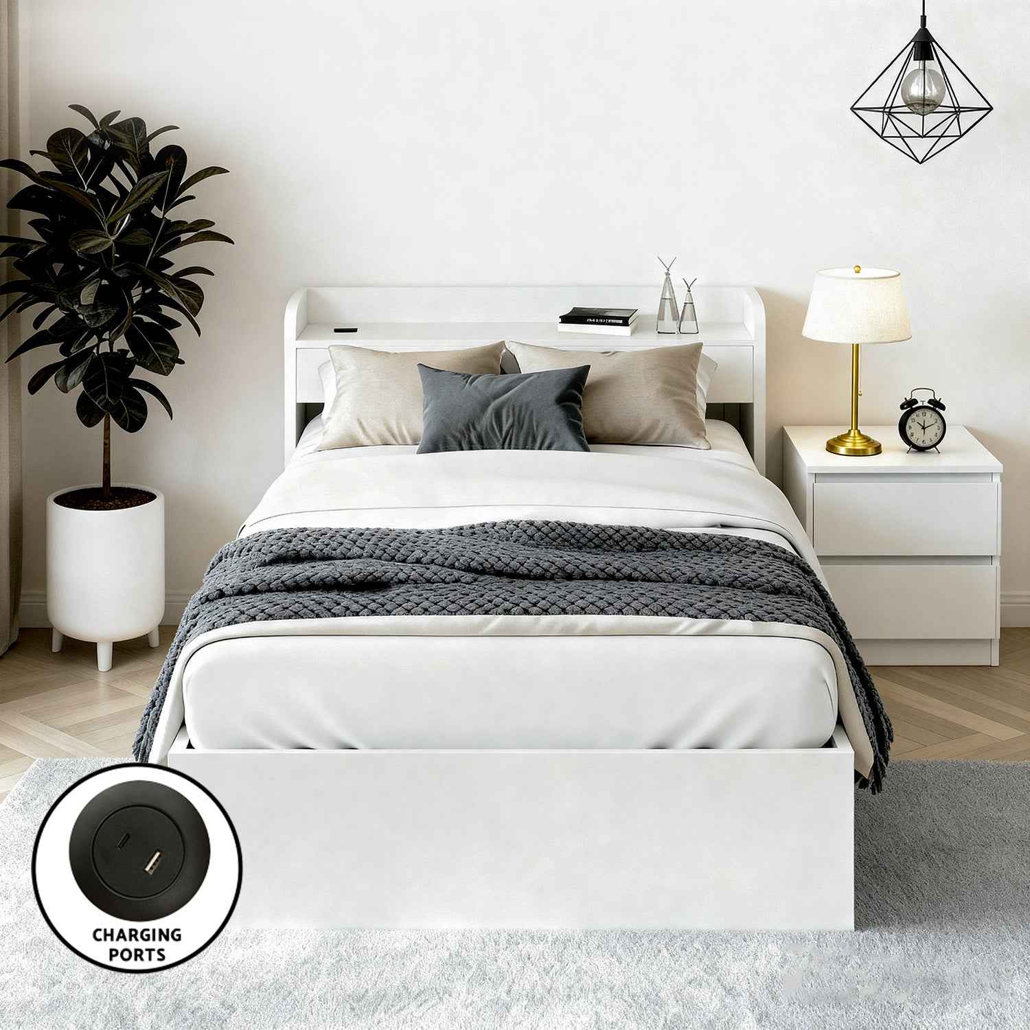 Artiss Single Bed Frame and Bedside Table