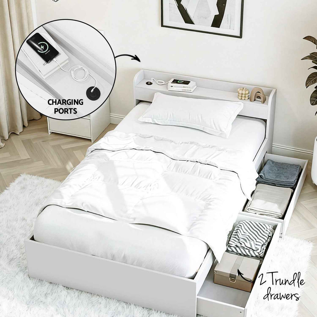 Artiss Single Bed Frame and Bedside Table