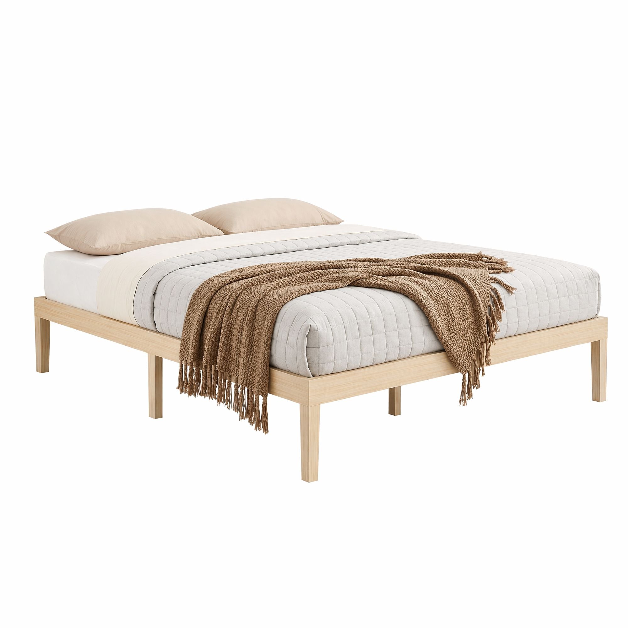 Marco de cama Artiss tamaño doble Base de madera Plataforma de colchón Madera Pino BRUNO